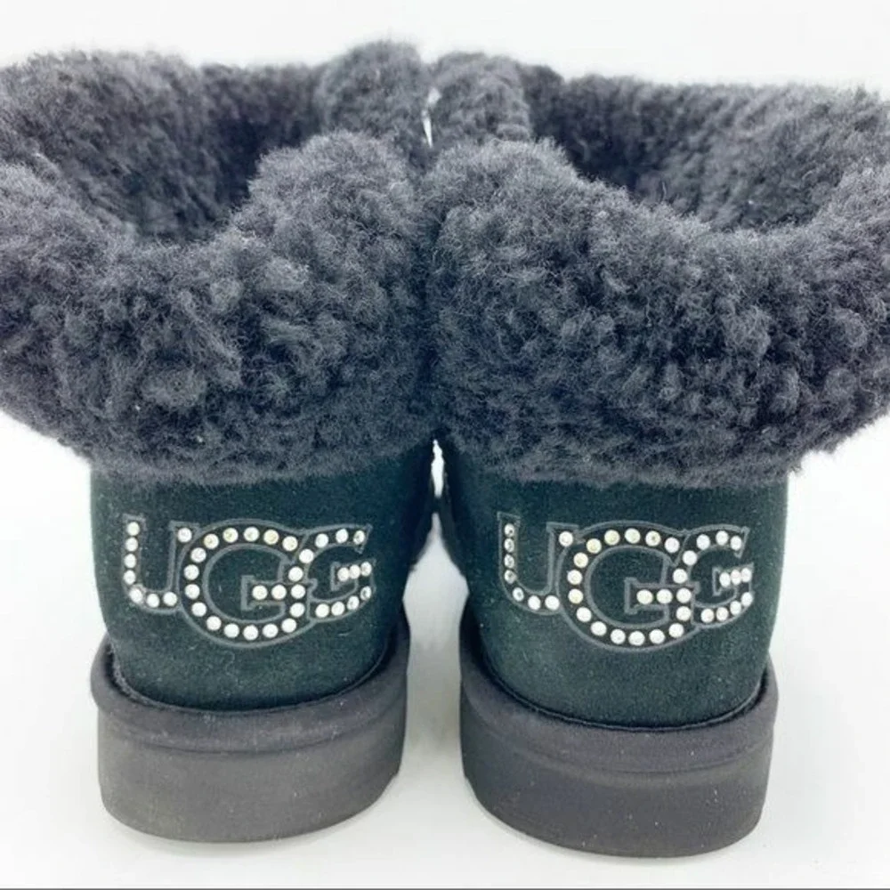 UGG‎ WOMEN'S CLASSIC Short Black BLING MINI CRYSTAL 7